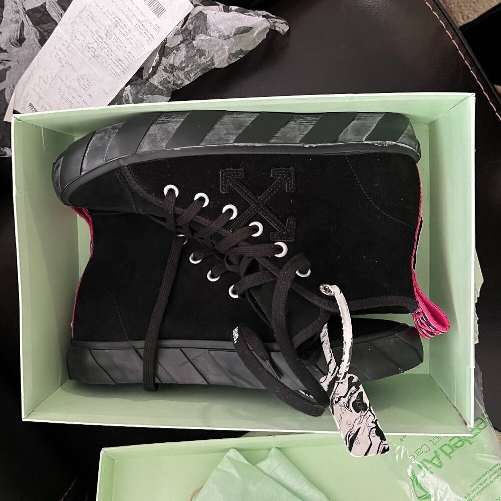 Off-White by Virgil Abloh Mid Top vulcanized black sneaker sz 42/US 8.5 - Picture 3 of 14